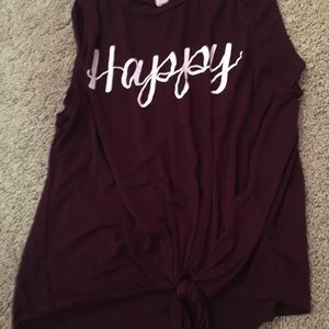 maroon tie up soft tank top